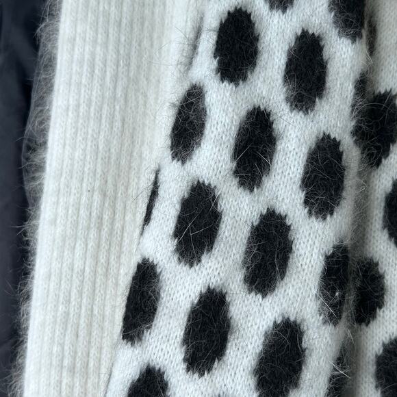 Mirano Black White Pattern Angora Coatigan 80% Angora Korea Vintage Lined L - Picture 6 of 10